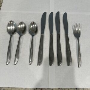 ONEIDA Community Twin Star Atomic Starburst Teaspoon, Fork, Knives Cutlery 8 Pc